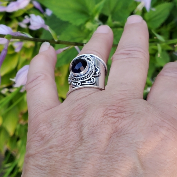 Lapis Cigar band sterling ring 8/8.5 - Picture 8 of 8